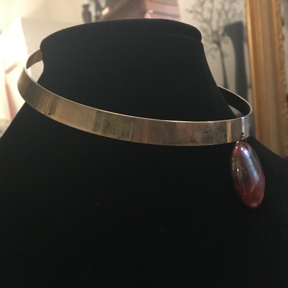 Slave Necklace Vintage Retro Mod 60s Silver Agate - Picture 6 of 7